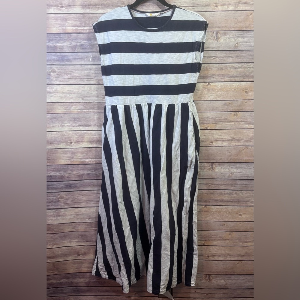 Boden striped midi length dress nautical style Size 8